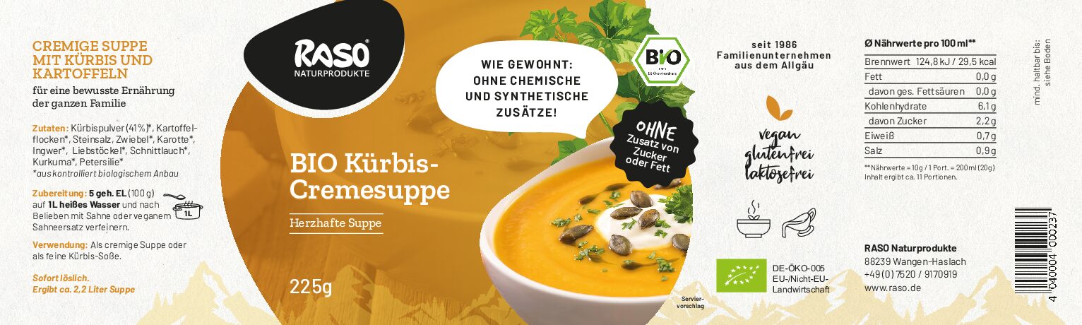 RASO Bio Kürbiscreme Suppe – Bild 3